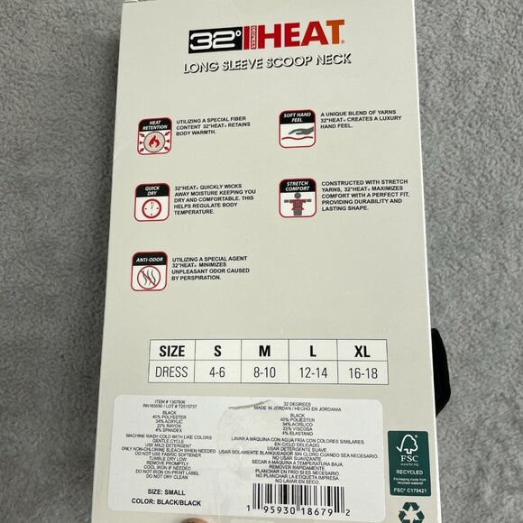 32 Degrees Women's S 2 Pack Long Sleeve Scoop Neck Black Thermal Tops M0689 - Picture 4 of 5